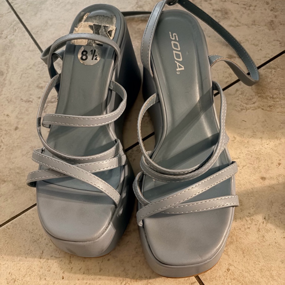 Soda Women's Light Blue Platform Sandals